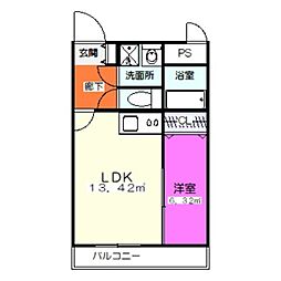 クローバー・シエル初芝 1LDKの間取図画像