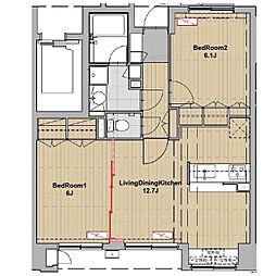 LaSante浦和常盤公園 7階2LDKの間取り