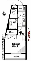 ベスティーアパートメントときわ台 2階1Kの間取り