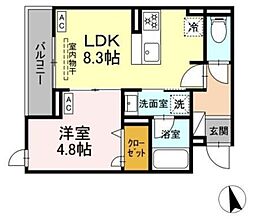 セレスティア栗原II 3階1LDKの間取り