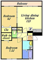 インクローバー 3階2LDKの間取り