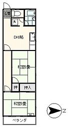 第二メゾン田口 2DKの間取図画像