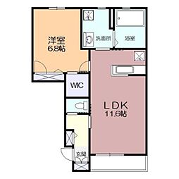 ビューテラスC 1LDKの間取図画像