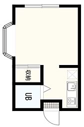 クレエ三山 1階ワンルームの間取り