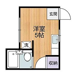 グリュックハイツ 1階ワンルームの間取り