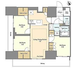 オアーゼ日暮里レジデンス 13階3LDKの間取り
