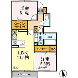 PIECEWOOD1 2LDKの間取図画像
