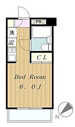 京王相模原線 京王よみうりランド駅 徒歩7分の賃貸マンション 1階ワンルームの間取り