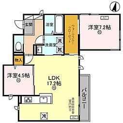 D-ROOM和歌山黒田II 3階2LDKの間取り