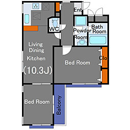 プレール戸越公園 4階2LDKの間取り