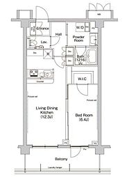 ヒューリックレジデンス新宿戸山 1LDKの間取図画像