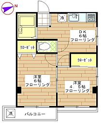 ビスタリアハイツ 2DKの間取図画像