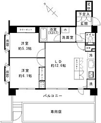 アルカーデン鵠沼松が岡ヒルコート 2LDKの間取図画像