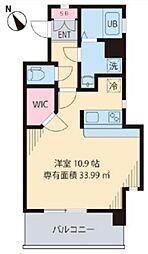 ウィッシュ・スクエア・イースト 4階1Kの間取り