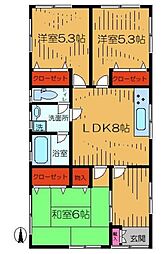 コーポネポス 1階3DKの間取り