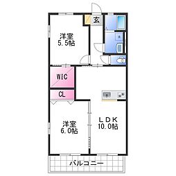 ローパスI 1階2LDKの間取り