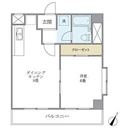 ニューハイツ中落合 1DKの間取図画像