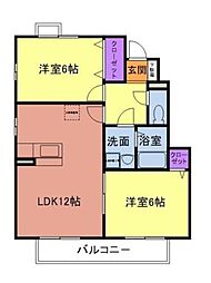 アベニュー弍番館 2LDKの間取図画像