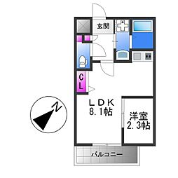 シーエムトワ 4階1LDKの間取り