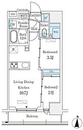 プライムブリス深川住吉 2LDKの間取図画像