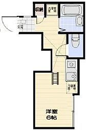 京急空港線 糀谷駅 徒歩4分の賃貸アパート 1階ワンルームの間取り