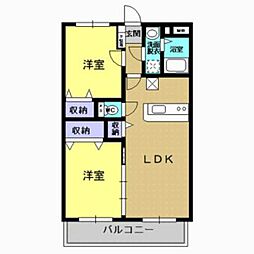 ユーミー川方 3階2LDKの間取り