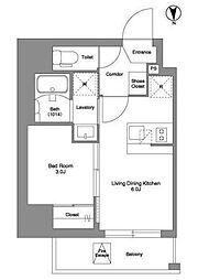 ＢＰＲレジデンス王子 9階1DKの間取り