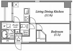 オーパスホームズ八丁堀 1階1LDKの間取り