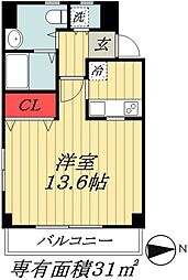 JR総武線 本八幡駅 徒歩3分の賃貸マンション 4階1Kの間取り