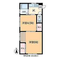 越川ビル 6階2Kの間取り