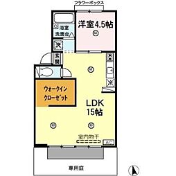 ハイツコイケII 1階1LDKの間取り