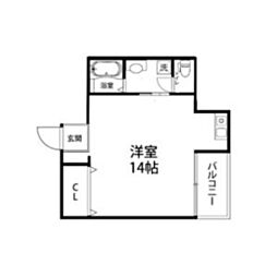 JR福知山線 猪名寺駅 徒歩11分の賃貸アパート 2階ワンルームの間取り
