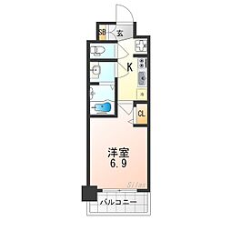 プレサンスTHE　KYOTO　華苑 2階1Kの間取り