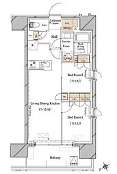 ブランシエスタ浅草蔵前 9階2LDKの間取り