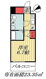 JR総武線 西船橋駅 徒歩20分の賃貸マンション 6階1Kの間取り