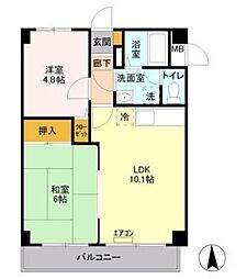 アムール 2LDKの間取図画像