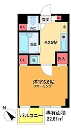 Casa del Akehama 8階1Kの間取り