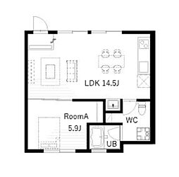 ロカド香久山　Ｂ棟 2階1LDKの間取り