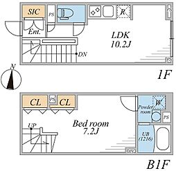 リーガランド幡ヶ谷サウス 1LDKの間取図画像