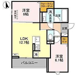 川越市砂新田3丁目アパート 2LDKの間取図画像