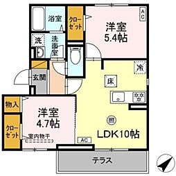 グランドフォレスト 1階2LDKの間取り