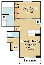GRACE　K 1階1LDKの間取り