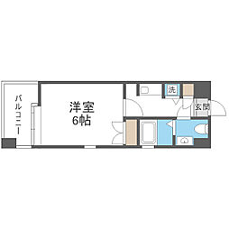 ダイナコートブロッサム天神南 1Kの間取図画像