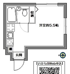 アーバンハイツ 2階ワンルームの間取り