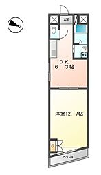 GRACE COURT 3階1DKの間取り