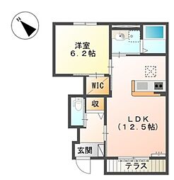 南海加太線 東松江駅 徒歩12分の賃貸アパート 1階1LDKの間取り