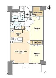ブレス中野弥生町 4階2LDKの間取り