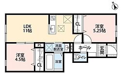 リーブルファイン足立神明 2LDKの間取図画像