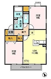 ステジュアンB 2LDKの間取図画像