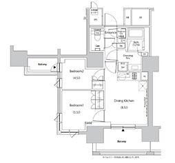 ザ・パークハビオ目白タワー 11階2DKの間取り